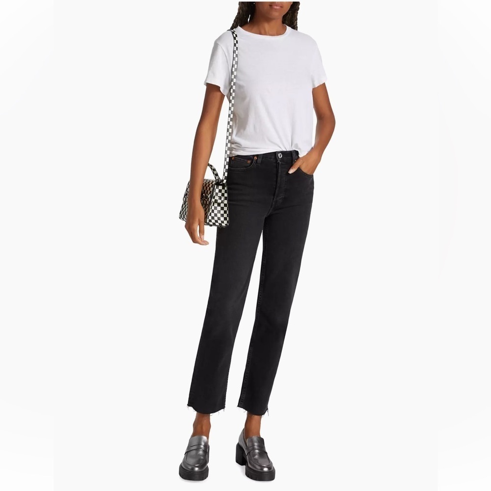 Re/Done 70s Stove Pipe High-Rise Stretch Crop Jeans Black Size 29